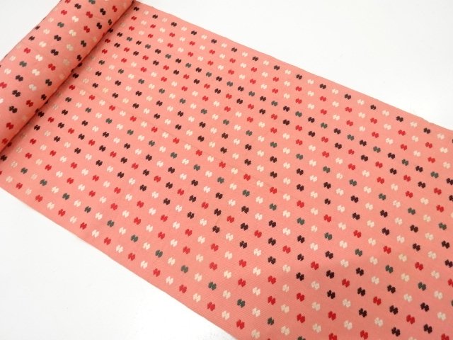 JAPANESE KIMONO / ANTIQUE BOLT FOR HASSUN OBI / WOVEN ABSTRACT PATTERN